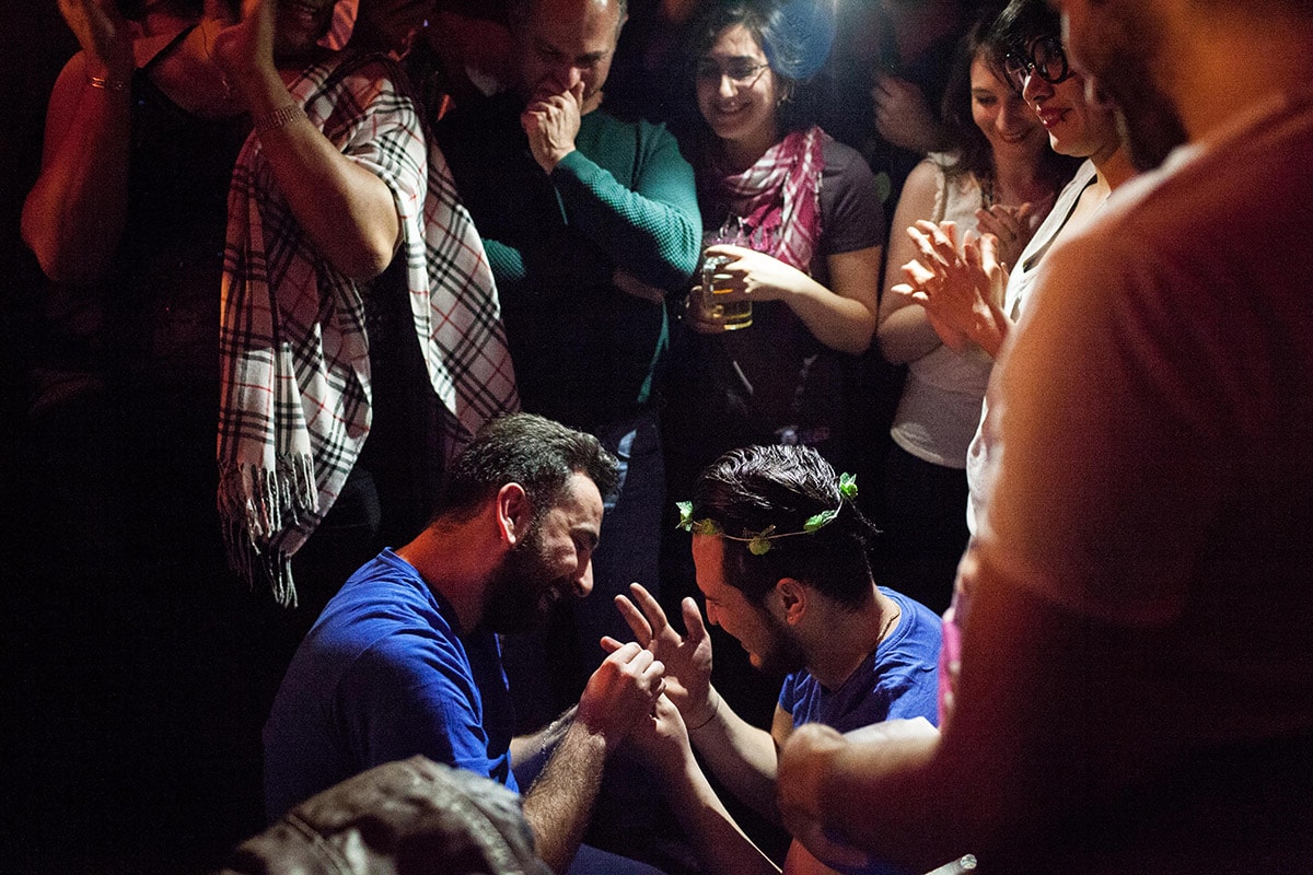 Nader proposes to Mr. Gay Syria contestant Omar at Omar's birthday party in Istanbul, Turkey.